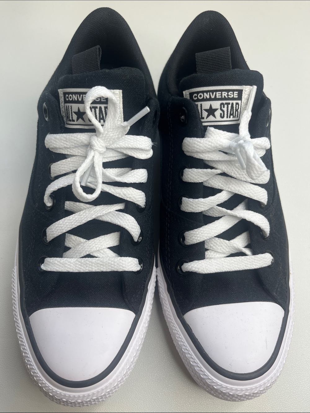 New Converse Black Canvas Low Top Sneakers with White Laces